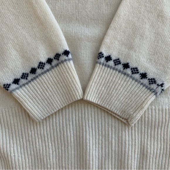 Vintage Liz Claiborne Argyle Cream Lambs Wool Sweater Size Large - Picture 6 of 12